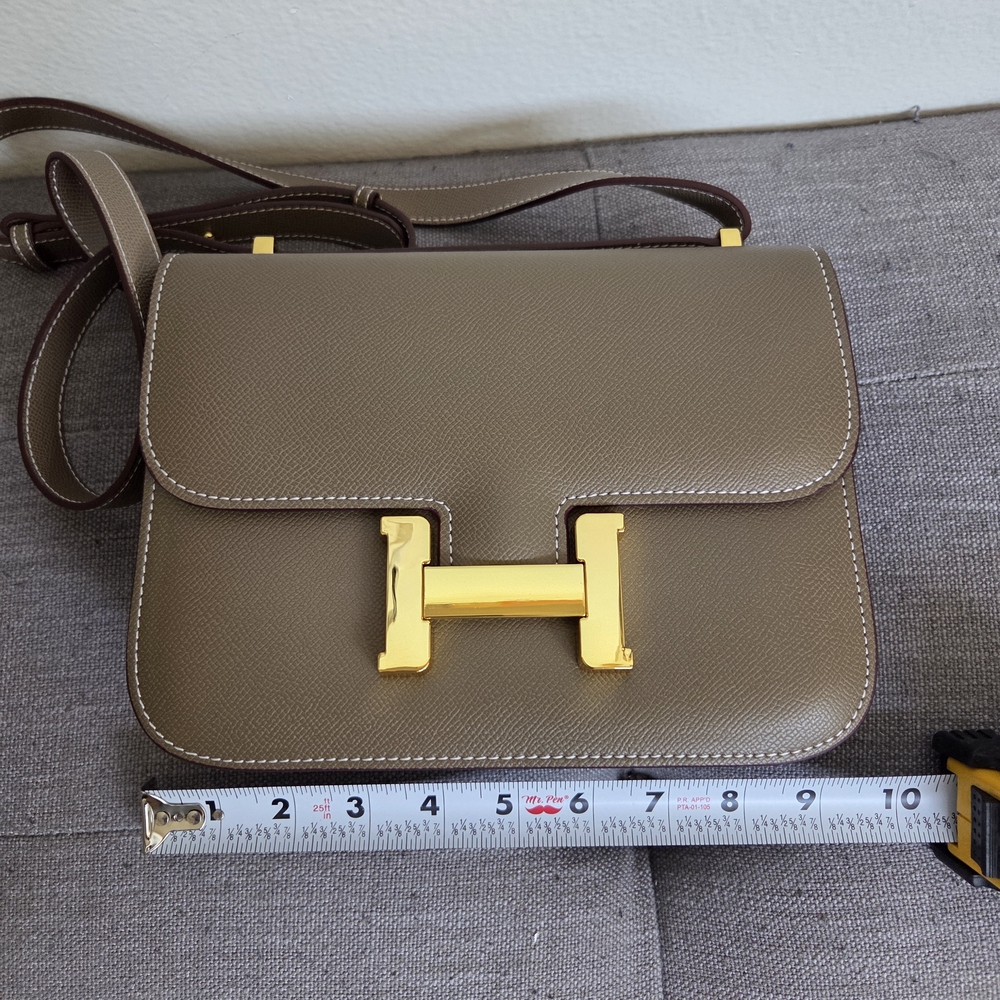 Brown Leather Crossbody Bag with Gold Hardware